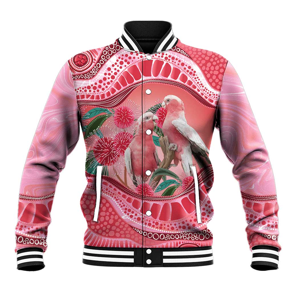 Indigenous Pink Galah Australia Baseball Jacket Australian Hakea Aboriginal Art Proud