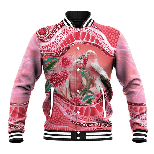 Indigenous Pink Galah Australia Baseball Jacket Australian Hakea Aboriginal Art Proud