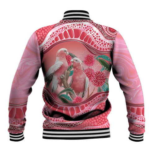 Indigenous Pink Galah Australia Baseball Jacket Australian Hakea Aboriginal Art Proud