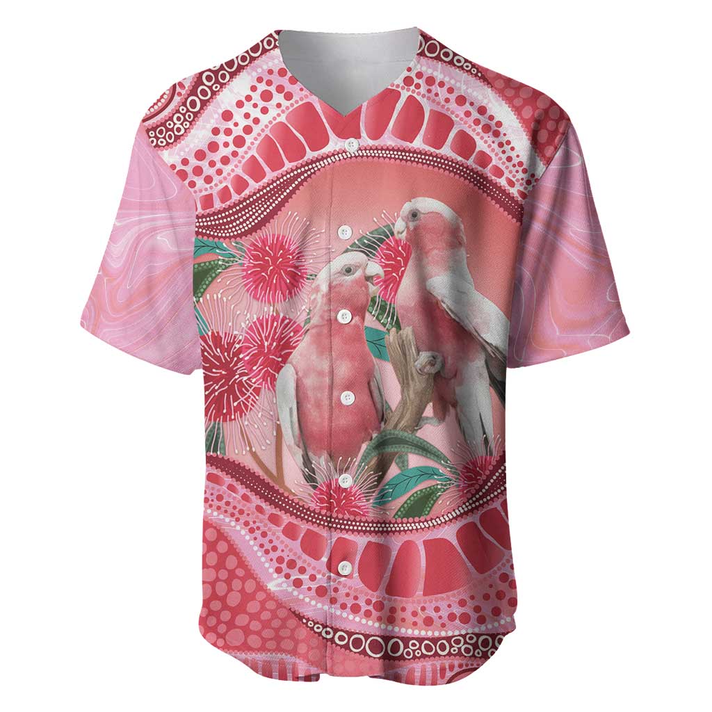 Indigenous Pink Galah Australia Baseball Jersey Australian Hakea Aboriginal Art Proud