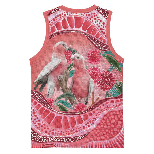 Indigenous Pink Galah Australia Basketball Jersey Australian Hakea Aboriginal Art Proud