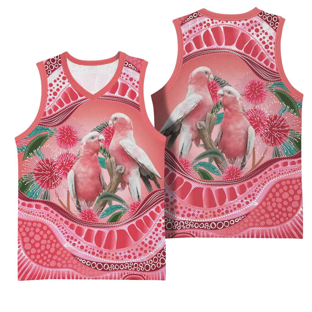 Indigenous Pink Galah Australia Basketball Jersey Australian Hakea Aboriginal Art Proud
