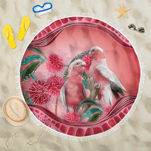 Indigenous Pink Galah Australia Beach Blanket Australian Hakea Aboriginal Art Proud