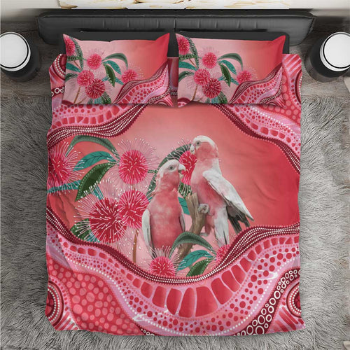 Indigenous Pink Galah Australia Bedding Set Australian Hakea Aboriginal Art Proud
