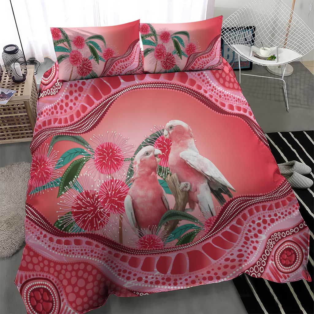 Indigenous Pink Galah Australia Bedding Set Australian Hakea Aboriginal Art Proud