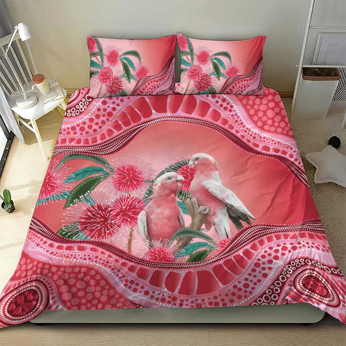 Indigenous Pink Galah Australia Bedding Set Australian Hakea Aboriginal Art Proud