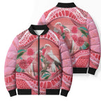 Indigenous Pink Galah Australia Bomber Puffer Jacket Australian Hakea Aboriginal Art Proud