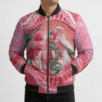 Indigenous Pink Galah Australia Bomber Puffer Jacket Australian Hakea Aboriginal Art Proud