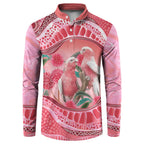Indigenous Pink Galah Australia Button Sweatshirt Australian Hakea Aboriginal Art Proud