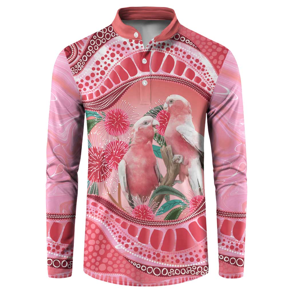 Indigenous Pink Galah Australia Button Sweatshirt Australian Hakea Aboriginal Art Proud