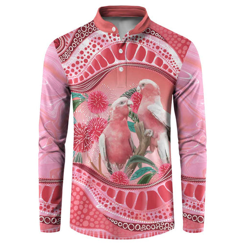 Indigenous Pink Galah Australia Button Sweatshirt Australian Hakea Aboriginal Art Proud
