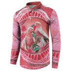 Indigenous Pink Galah Australia Button Sweatshirt Australian Hakea Aboriginal Art Proud