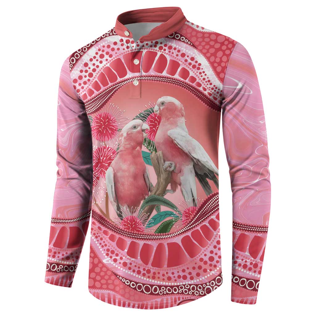 Indigenous Pink Galah Australia Button Sweatshirt Australian Hakea Aboriginal Art Proud