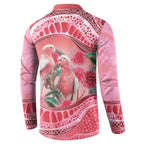 Indigenous Pink Galah Australia Button Sweatshirt Australian Hakea Aboriginal Art Proud