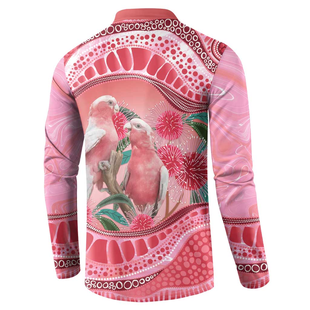 Indigenous Pink Galah Australia Button Sweatshirt Australian Hakea Aboriginal Art Proud