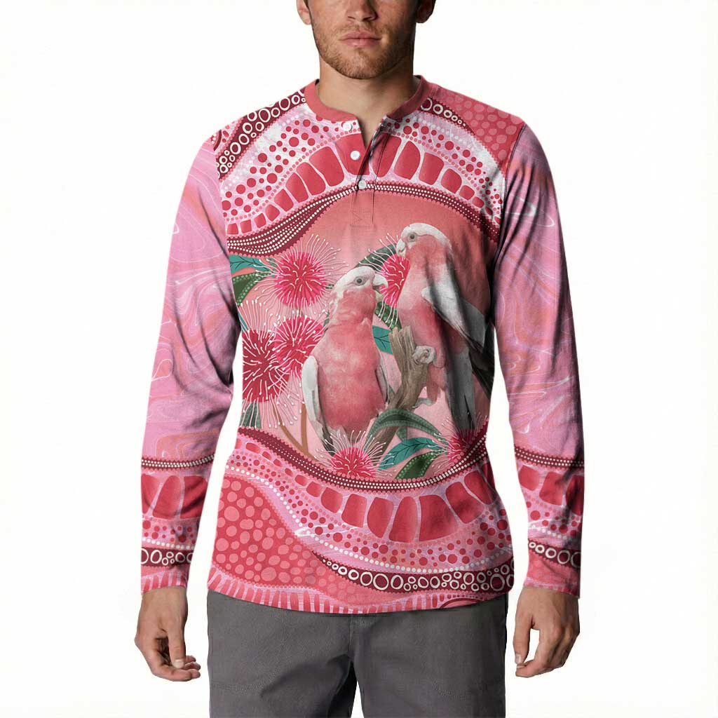 Indigenous Pink Galah Australia Button Sweatshirt Australian Hakea Aboriginal Art Proud
