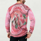 Indigenous Pink Galah Australia Button Sweatshirt Australian Hakea Aboriginal Art Proud