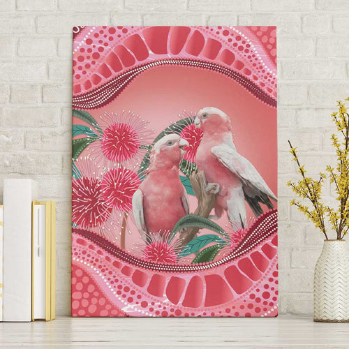 Indigenous Pink Galah Australia Canvas Wall Art Australian Hakea Aboriginal Art Proud
