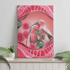 Indigenous Pink Galah Australia Canvas Wall Art Australian Hakea Aboriginal Art Proud