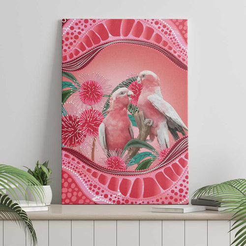 Indigenous Pink Galah Australia Canvas Wall Art Australian Hakea Aboriginal Art Proud