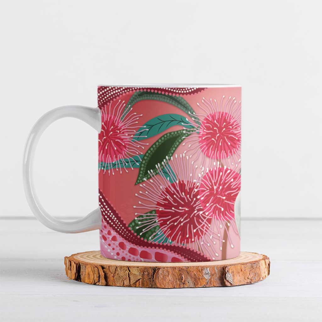 Indigenous Pink Galah Australia Ceramic Mug Australian Hakea Aboriginal Art Proud