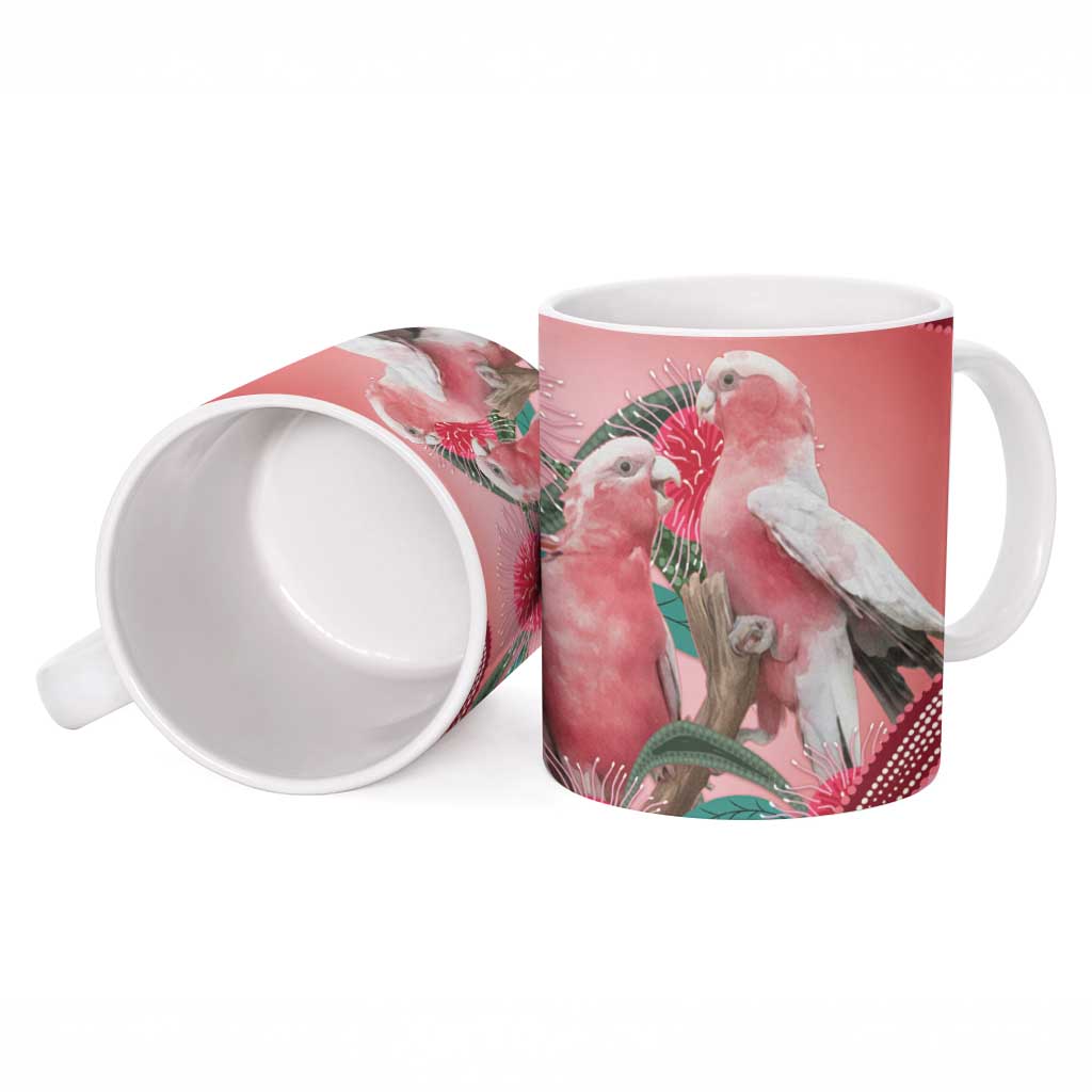Indigenous Pink Galah Australia Ceramic Mug Australian Hakea Aboriginal Art Proud