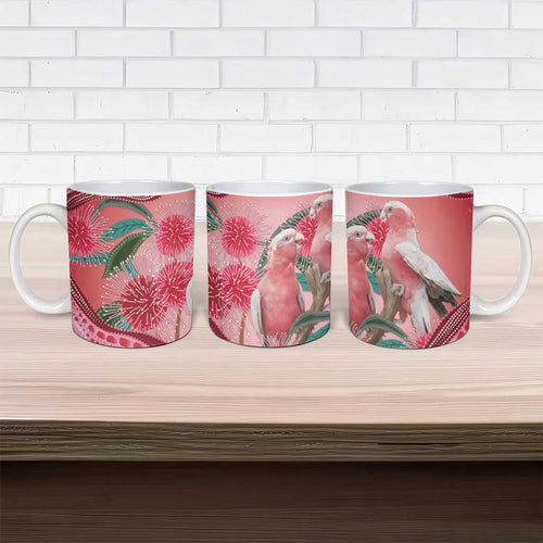 Indigenous Pink Galah Australia Ceramic Mug Australian Hakea Aboriginal Art Proud