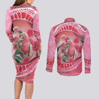 Indigenous Pink Galah Australia Couples Matching Long Sleeve Bodycon Dress and Long Sleeve Button Shirt Australian Hakea Aboriginal Art Proud