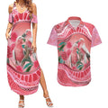 Indigenous Pink Galah Australia Couples Matching Summer Maxi Dress and Hawaiian Shirt Australian Hakea Aboriginal Art Proud