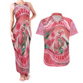 Indigenous Pink Galah Australia Couples Matching Tank Maxi Dress and Hawaiian Shirt Australian Hakea Aboriginal Art Proud