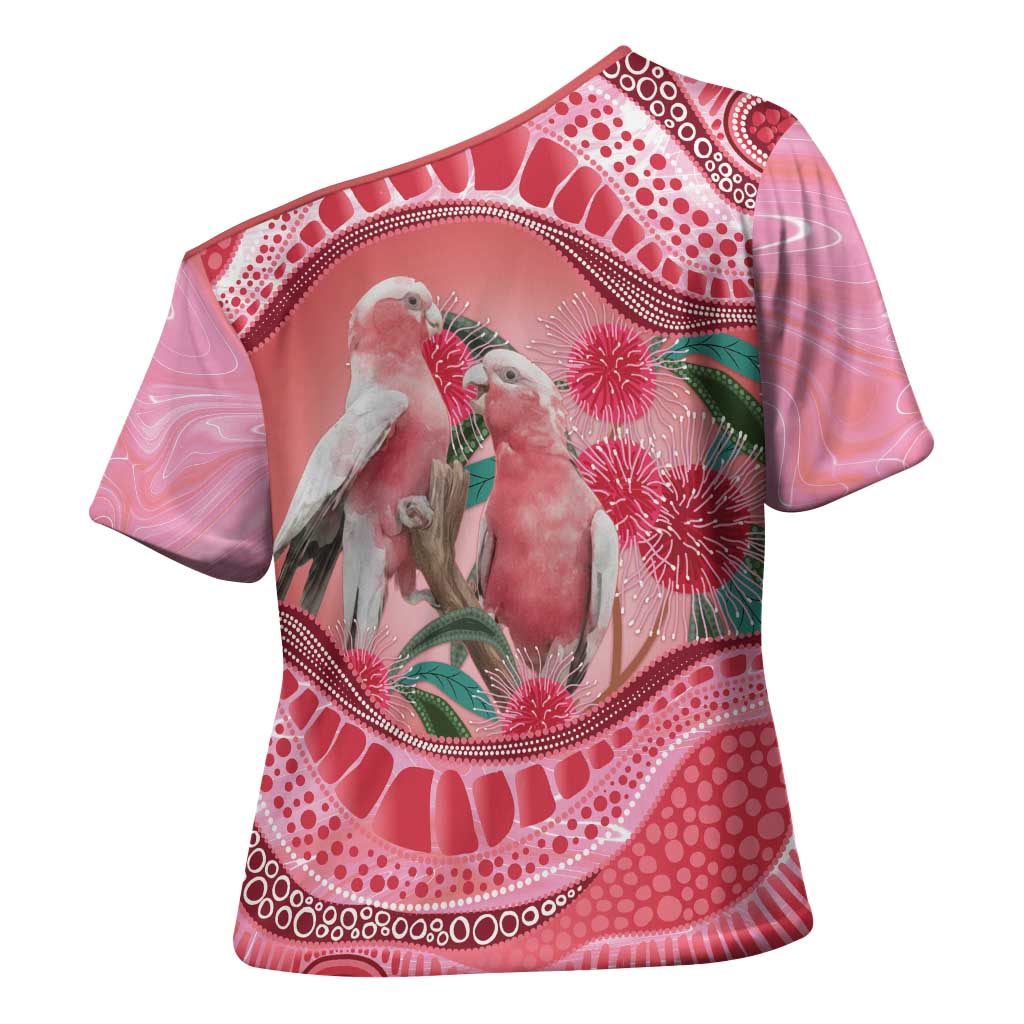 Indigenous Pink Galah Australia Cross Shoulder Shirt Australian Hakea Aboriginal Art Proud