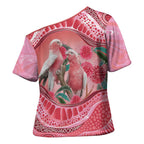 Indigenous Pink Galah Australia Cross Shoulder Shirt Australian Hakea Aboriginal Art Proud