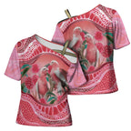 Indigenous Pink Galah Australia Cross Shoulder Shirt Australian Hakea Aboriginal Art Proud