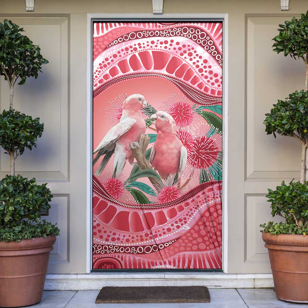 Indigenous Pink Galah Australia Door Cover Australian Hakea Aboriginal Art Proud