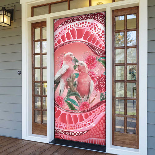 Indigenous Pink Galah Australia Door Cover Australian Hakea Aboriginal Art Proud