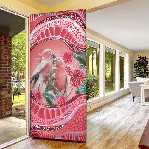 Indigenous Pink Galah Australia Door Cover Australian Hakea Aboriginal Art Proud