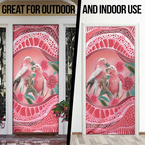 Indigenous Pink Galah Australia Door Cover Australian Hakea Aboriginal Art Proud