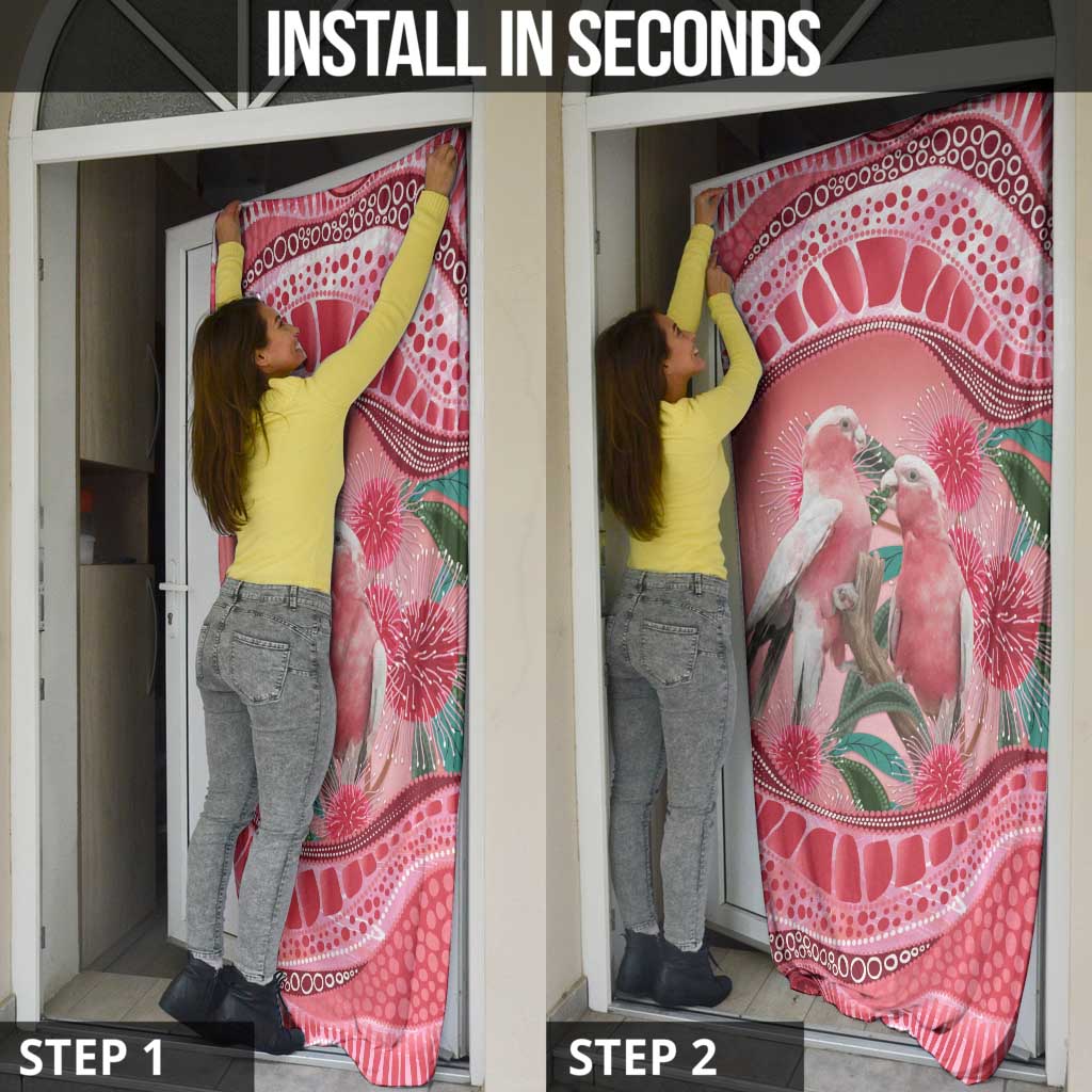 Indigenous Pink Galah Australia Door Cover Australian Hakea Aboriginal Art Proud
