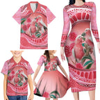 Indigenous Pink Galah Australia Family Matching Long Sleeve Bodycon Dress and Hawaiian Shirt Australian Hakea Aboriginal Art Proud