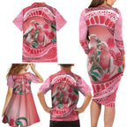 Indigenous Pink Galah Australia Family Matching Long Sleeve Bodycon Dress and Hawaiian Shirt Australian Hakea Aboriginal Art Proud