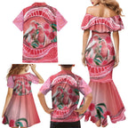 Indigenous Pink Galah Australia Family Matching Mermaid Dress and Hawaiian Shirt Australian Hakea Aboriginal Art Proud
