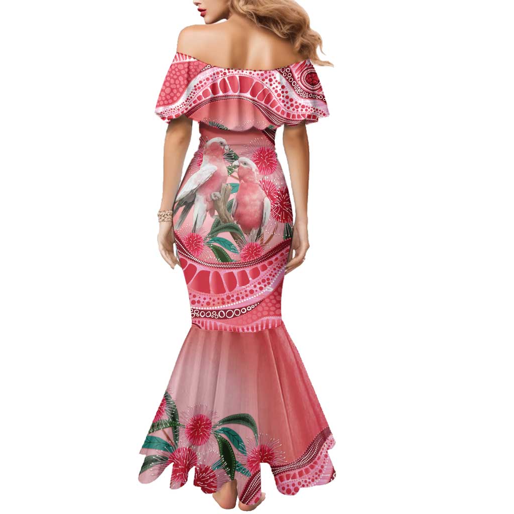 Indigenous Pink Galah Australia Family Matching Mermaid Dress and Hawaiian Shirt Australian Hakea Aboriginal Art Proud
