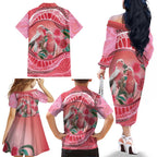 Indigenous Pink Galah Australia Family Matching Off The Shoulder Long Sleeve Dress and Hawaiian Shirt Australian Hakea Aboriginal Art Proud