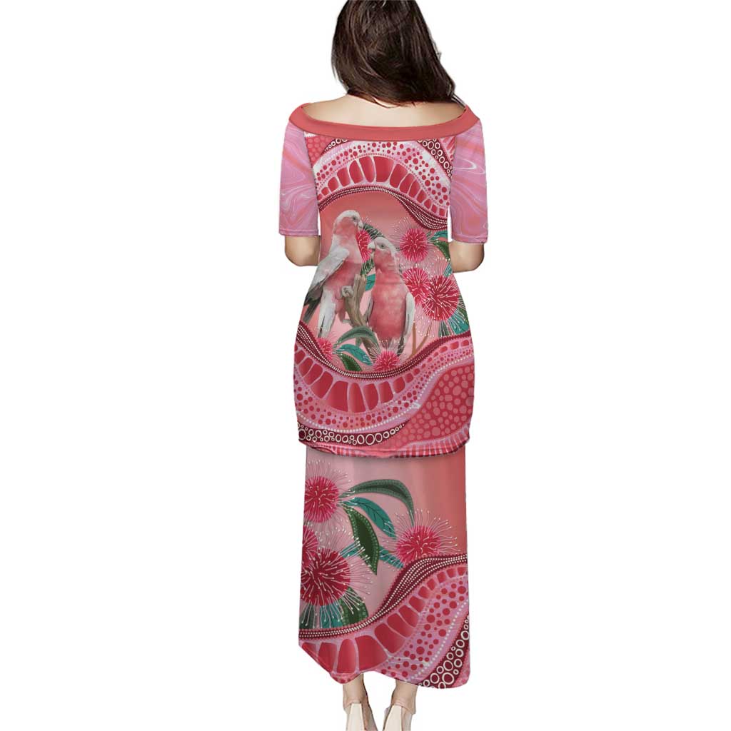 Indigenous Pink Galah Australia Family Matching Puletasi and Hawaiian Shirt Australian Hakea Aboriginal Art Proud