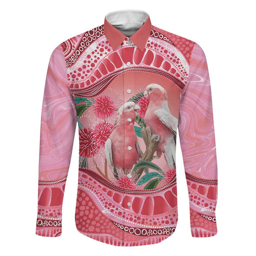 Indigenous Pink Galah Australia Family Matching Short Sleeve Bodycon Dress and Hawaiian Shirt Australian Hakea Aboriginal Art Proud