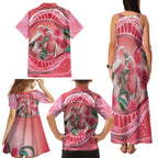 Indigenous Pink Galah Australia Family Matching Tank Maxi Dress and Hawaiian Shirt Australian Hakea Aboriginal Art Proud
