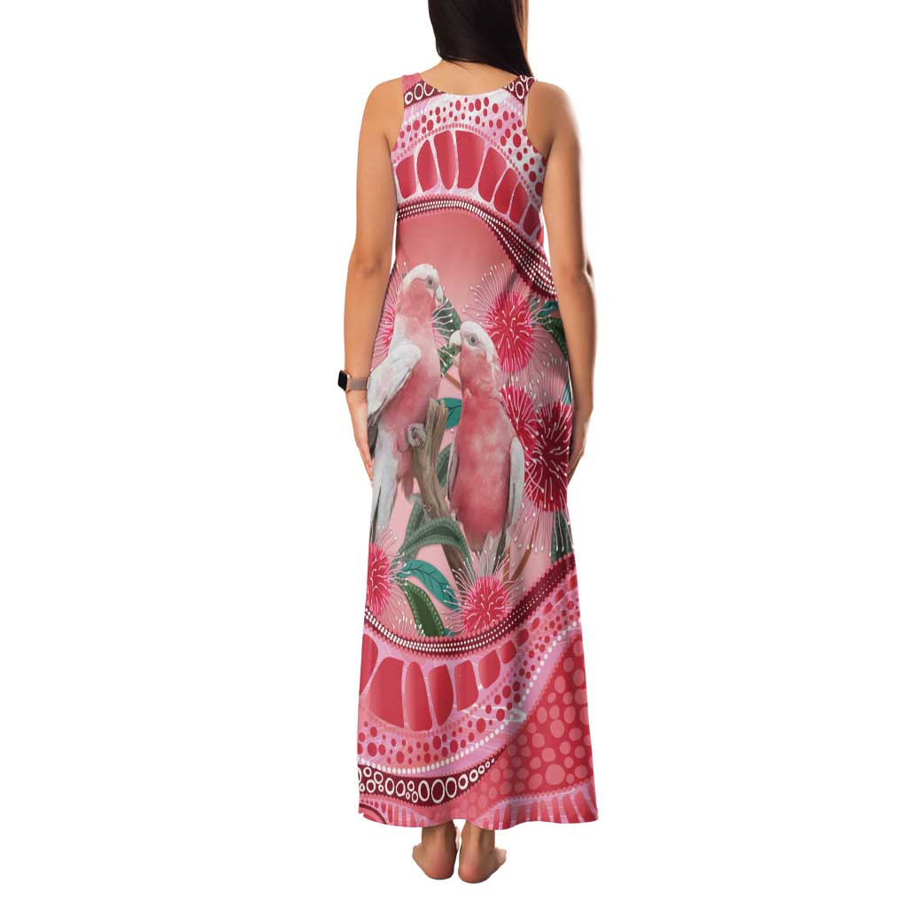 Indigenous Pink Galah Australia Family Matching Tank Maxi Dress and Hawaiian Shirt Australian Hakea Aboriginal Art Proud