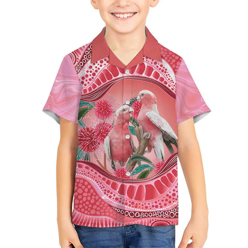 Indigenous Pink Galah Australia Family Matching Tank Maxi Dress and Hawaiian Shirt Australian Hakea Aboriginal Art Proud