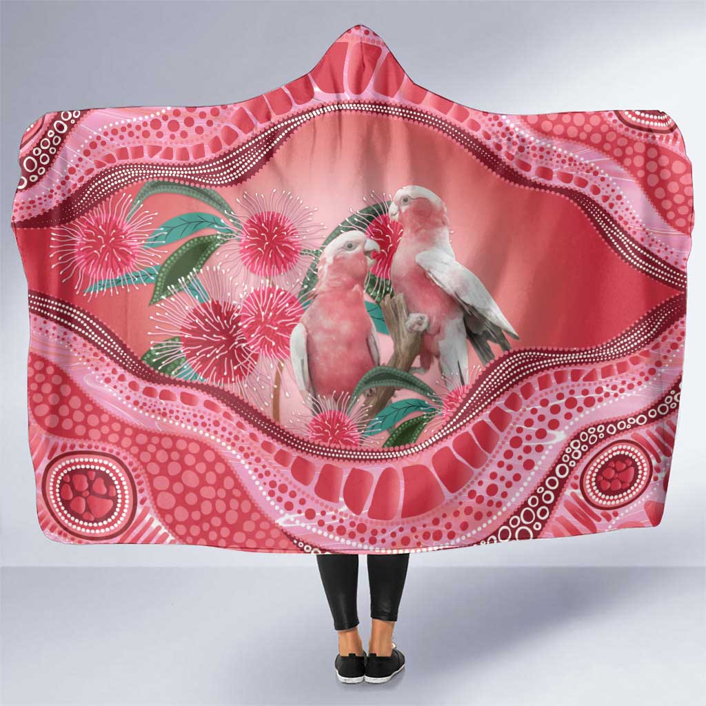 Indigenous Pink Galah Australia Hooded Blanket Australian Hakea Aboriginal Art Proud