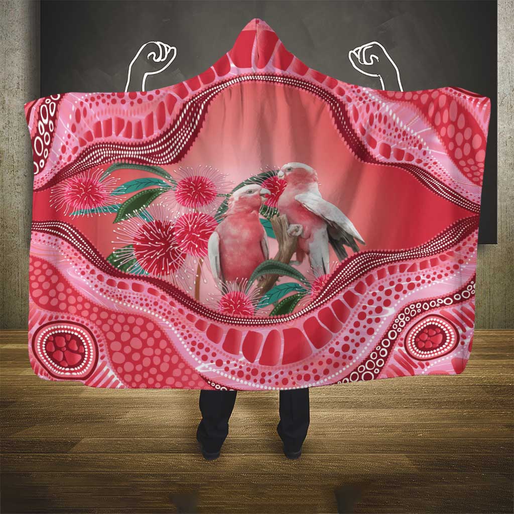 Indigenous Pink Galah Australia Hooded Blanket Australian Hakea Aboriginal Art Proud
